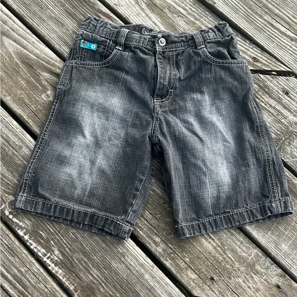 VTG YOUTH Southpole Black Jean Denim Long Shorts Jorts Sz 7  Y2K